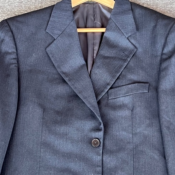 VTG Monsieur Givenchy Mens Navy Herringbone Union Blazer 44(est) Classic Preppy - Picture 4 of 16